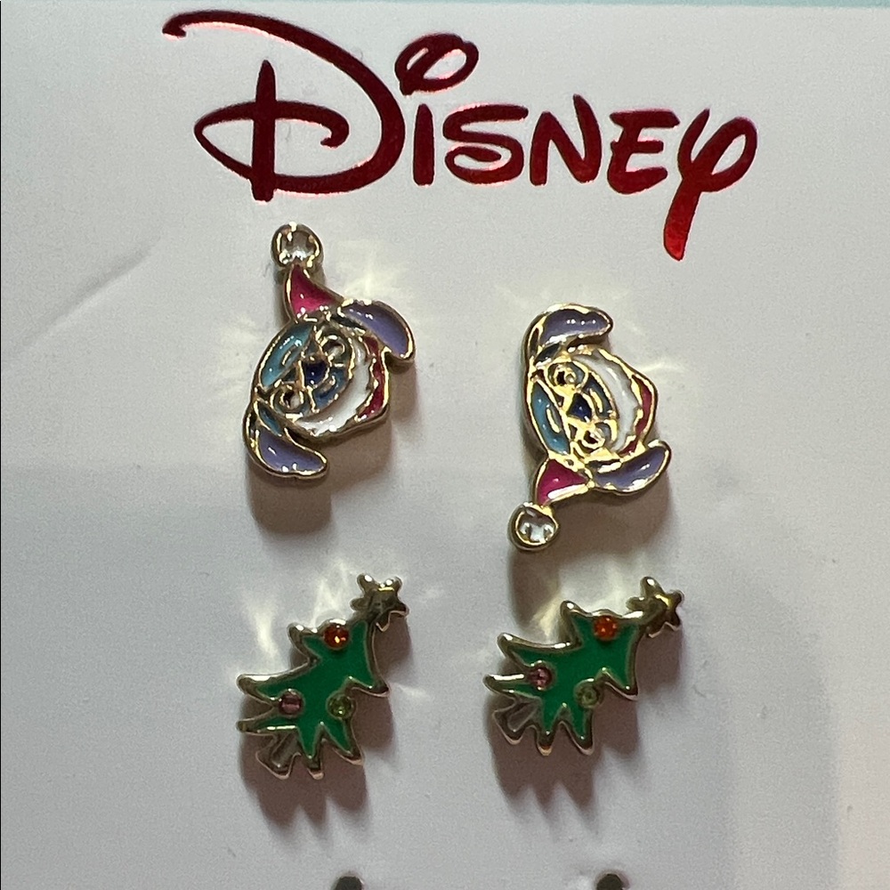 Disney Stitch and Christmas Tree Earrings - Green and Purple